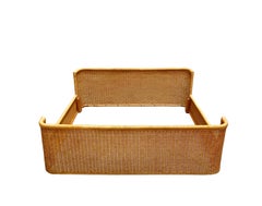 Adalberto Dal Lago per Germa Letto Matrimoniale in Rattan e Vimini, Italia 1960s