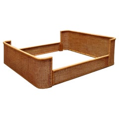 Adalberto Dal Lago for Germa Double Bed in Rattan and Wicker, Italy 1960s