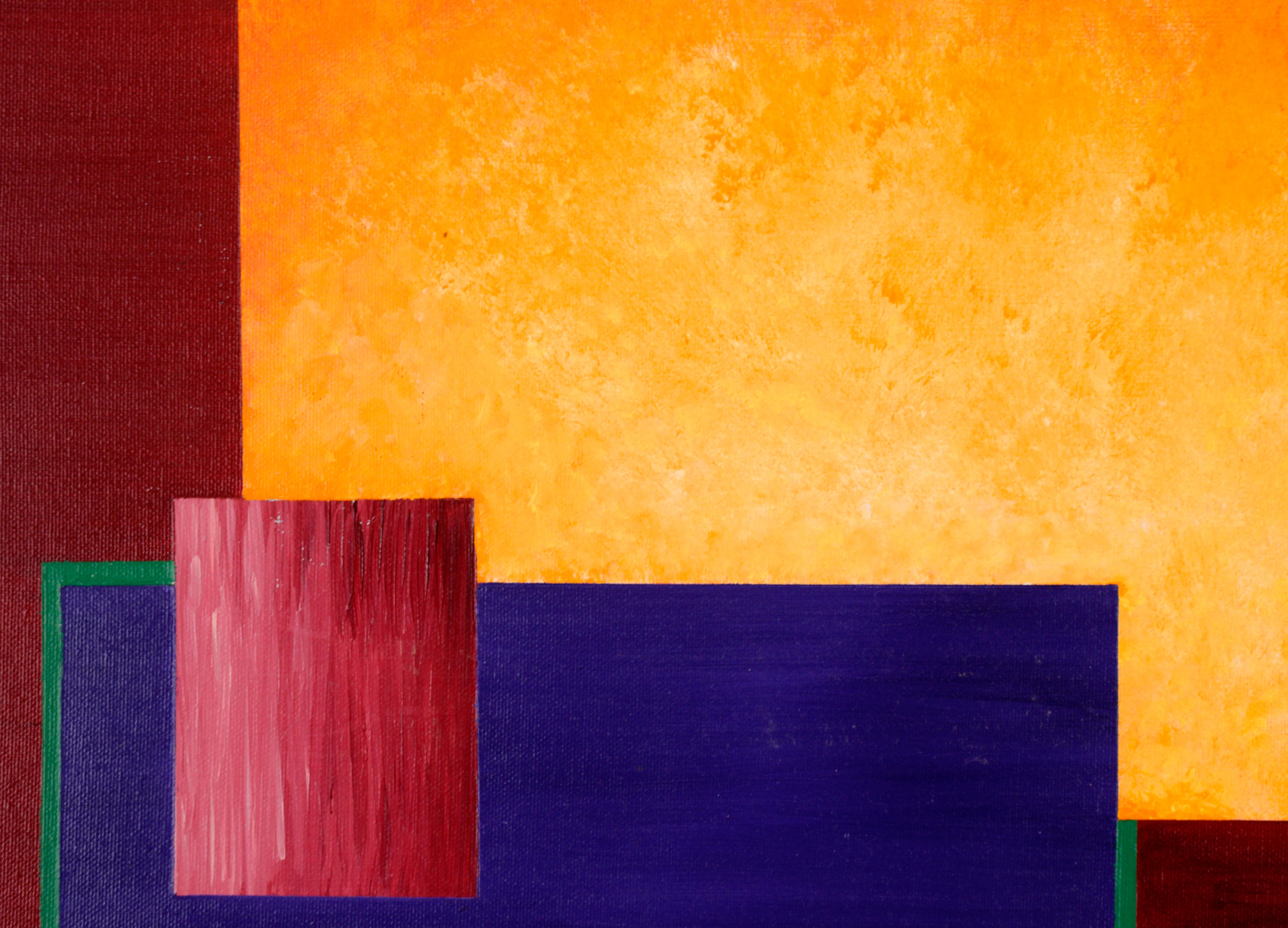 Des rectangles géométriques abstraits minimalistes - Acrylique sur toile - Géométrique abstrait Painting par Adalgiza 