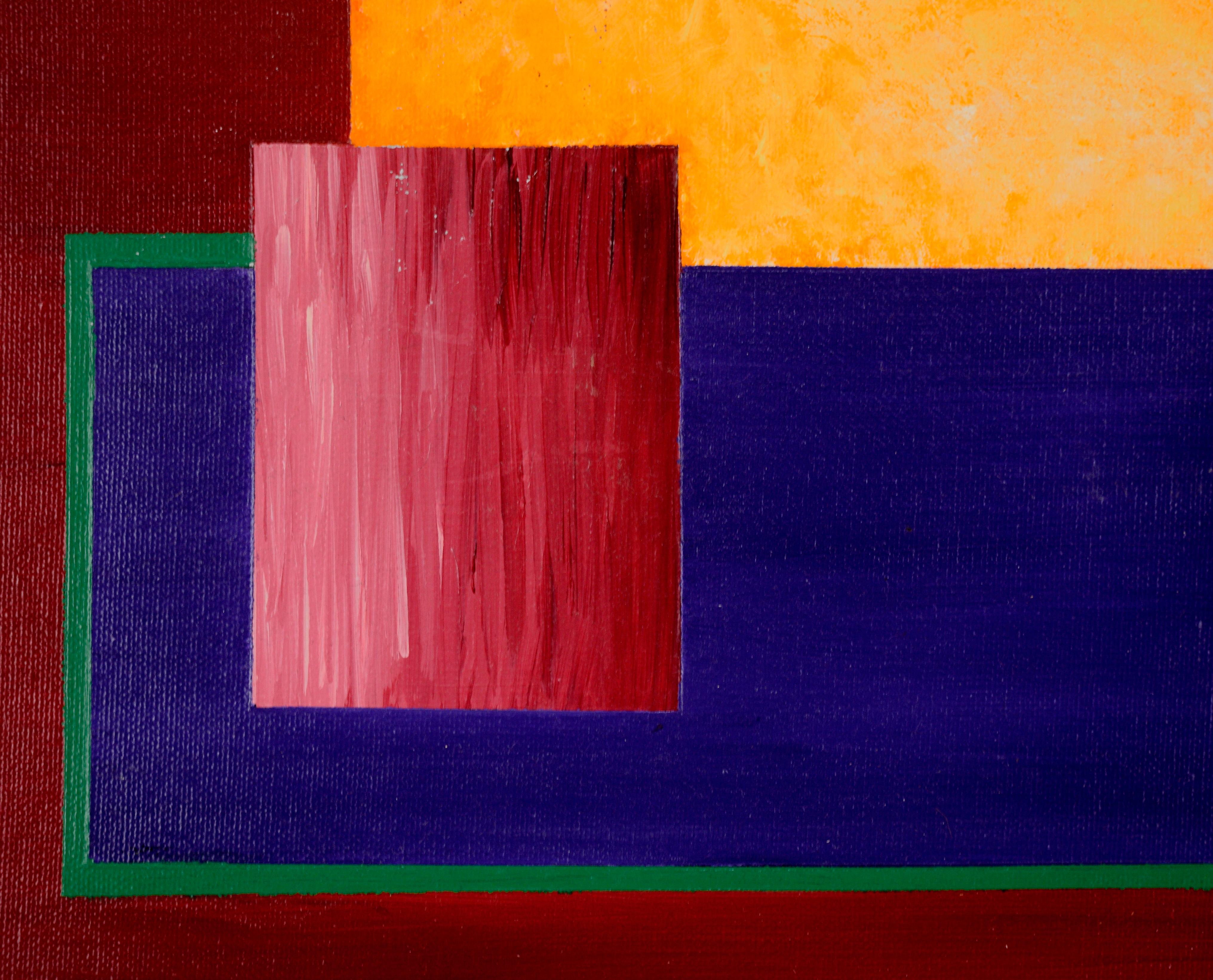 Des rectangles géométriques abstraits minimalistes - Acrylique sur toile - Rouge Abstract Painting par Adalgiza 