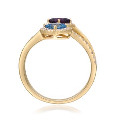 Adalynn 14K Yellow Gold Cushion-Cut Swiss Blue Topaz Ring