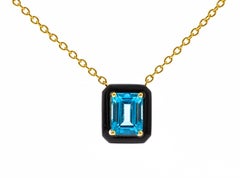 Adalynn 14K Yellow Gold Emerald-Cut Swiss Blue Topaz Pendant