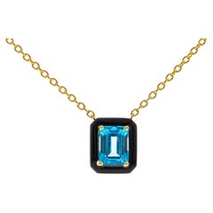 Adalynn 14K Yellow Gold Emerald-Cut Swiss Blue Topaz Pendant