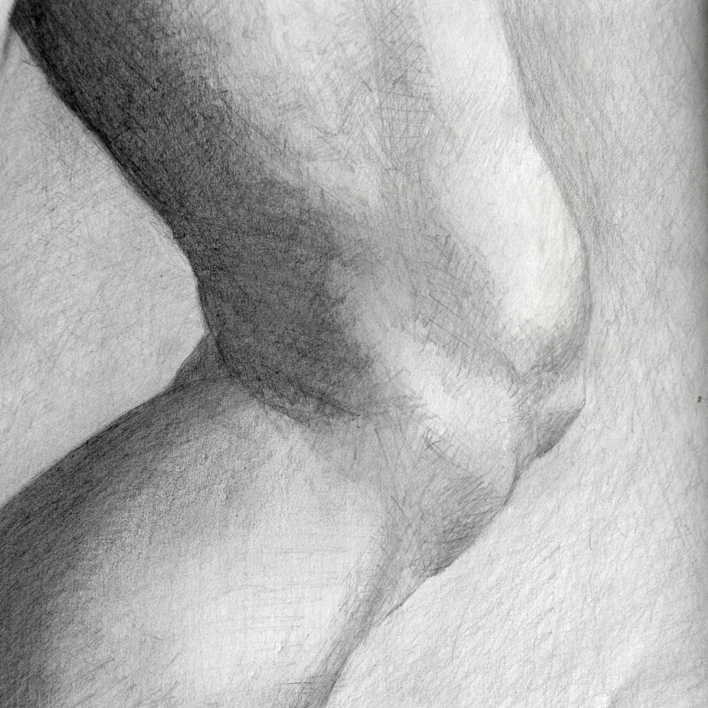 „Adam“, eine Graphitfigur-Zeichnung von Sherry Camhy im Angebot 3