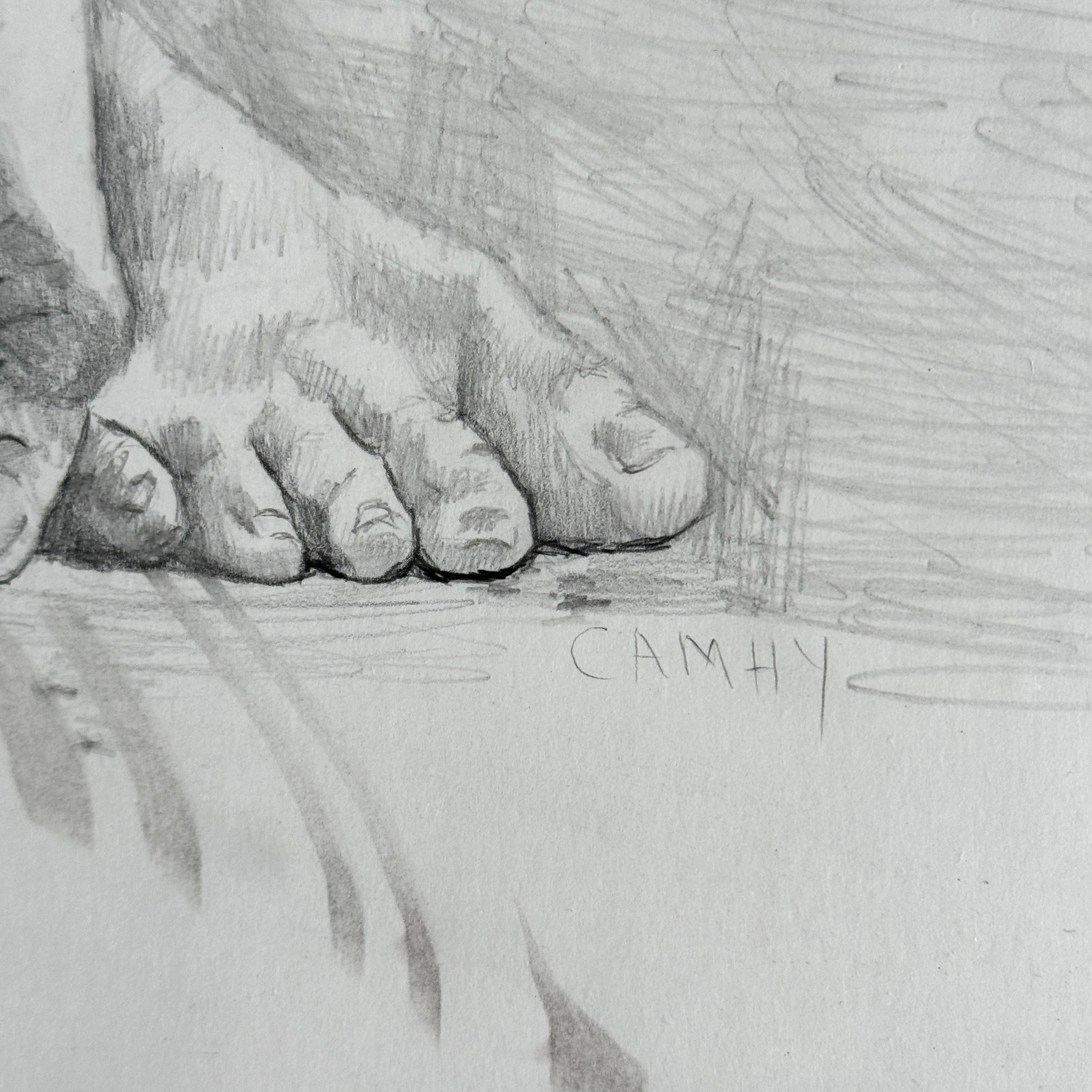 „Adam“, eine Graphitfigur-Zeichnung von Sherry Camhy im Angebot 5