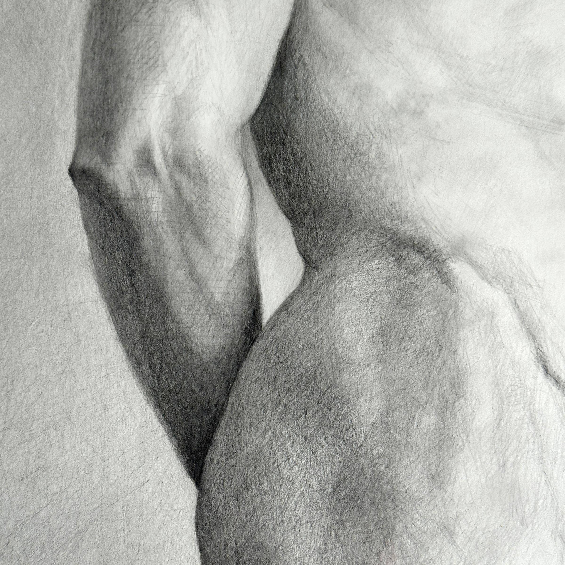 „Adam“, eine Graphitfigur-Zeichnung von Sherry Camhy im Angebot 1