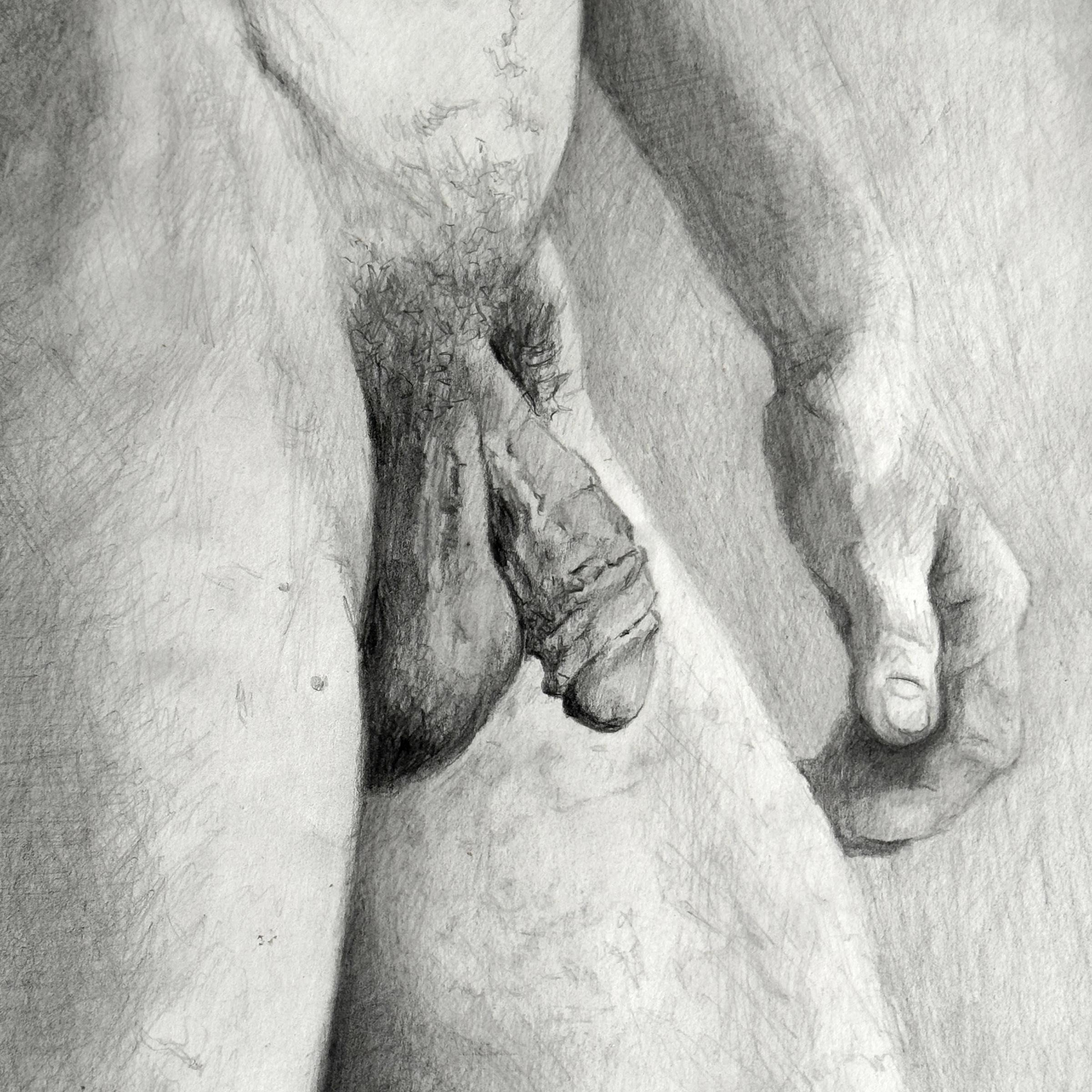 „Adam“, eine Graphitfigur-Zeichnung von Sherry Camhy im Angebot 2