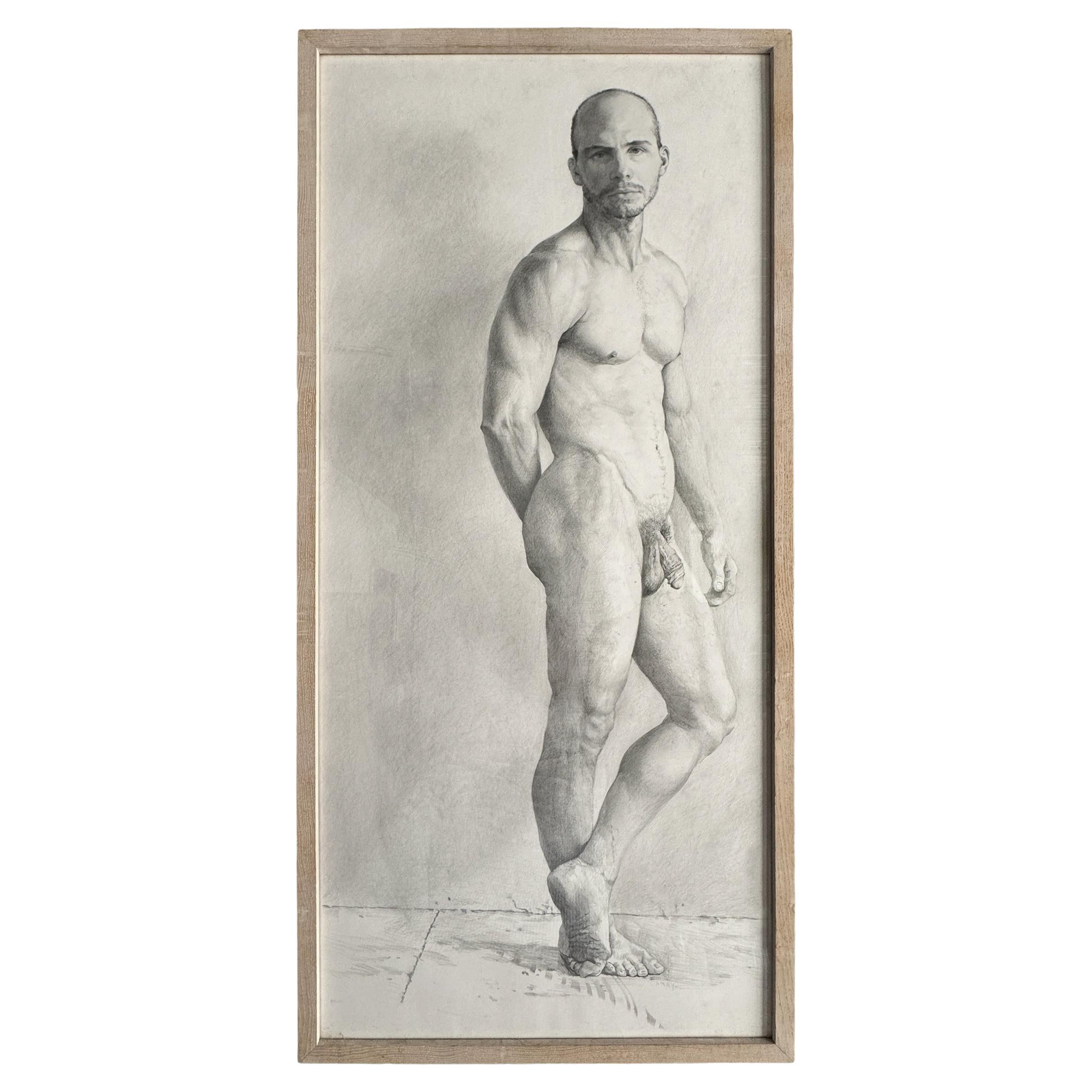 "Adán", dibujo de figura en grafito de Sherry Camhy