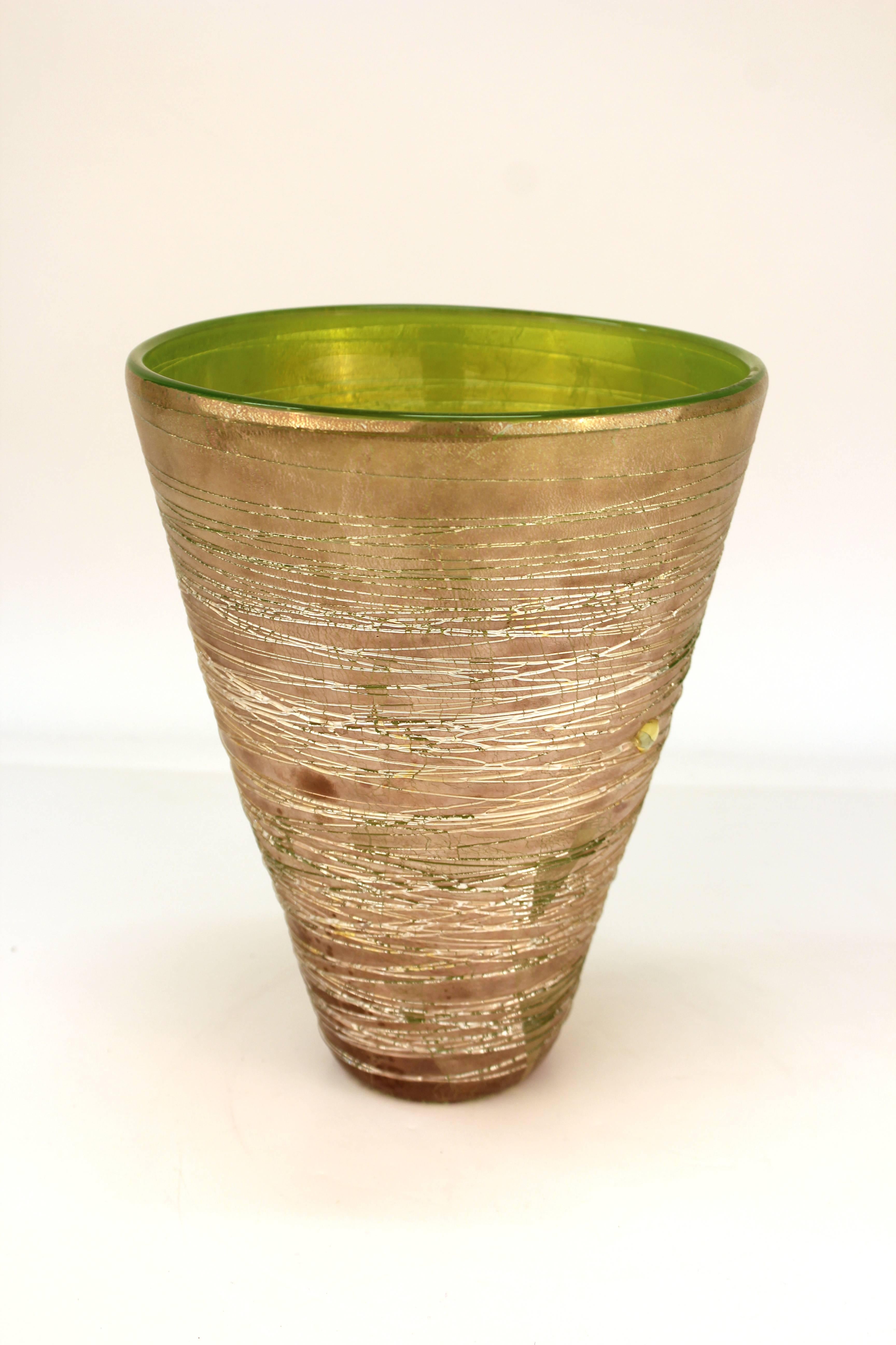 English Adam Aaronson for 'The Handmade Glass Co.' British Studio Art Glass Vase, Signed