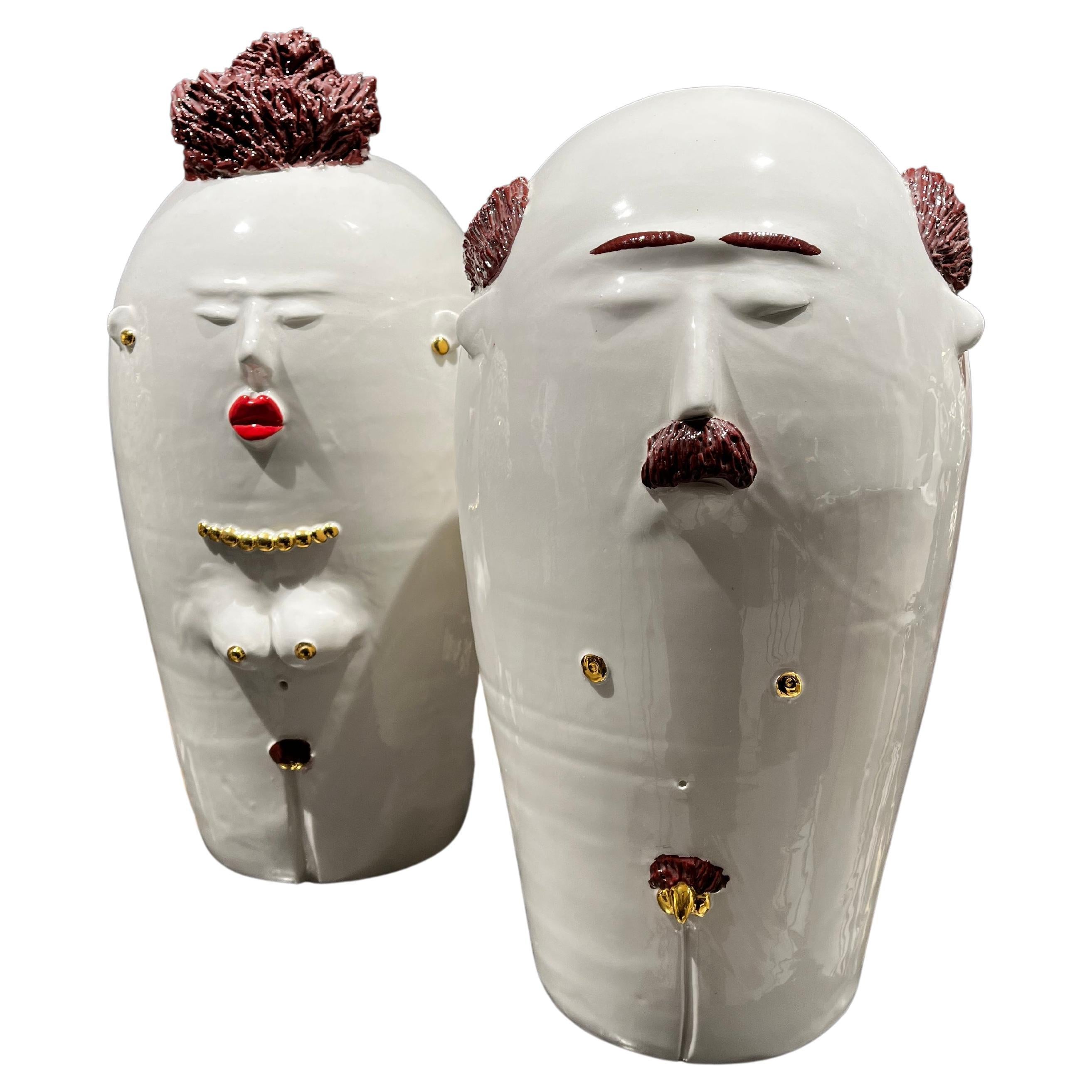 Centre de table Pop contemporain Adam and Eve fabriqué à la main en Italie sans moulure, 2023