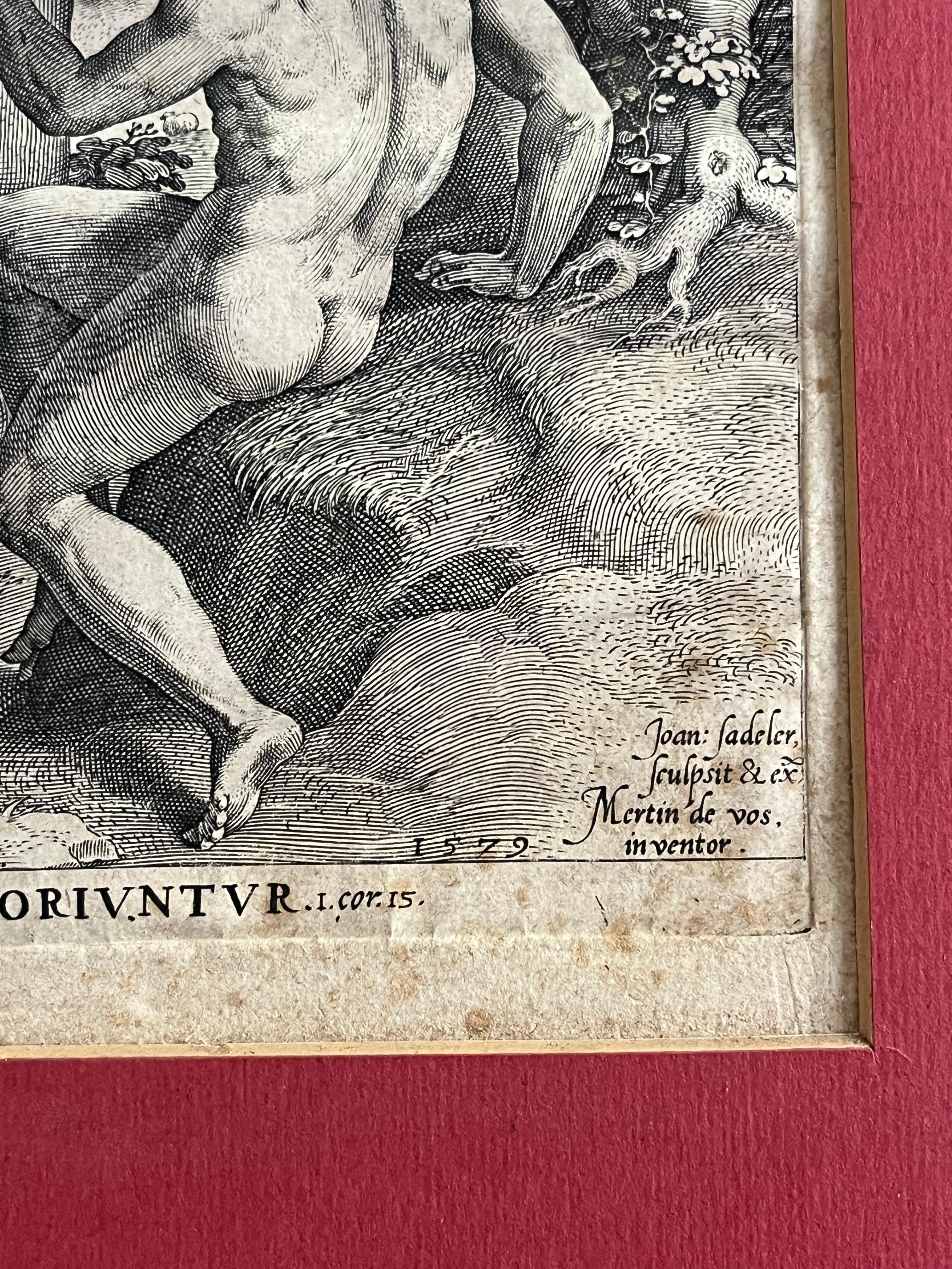 Adam und Eva Kupferstich von Johann Sadeler um 1579 (Renaissance) im Angebot