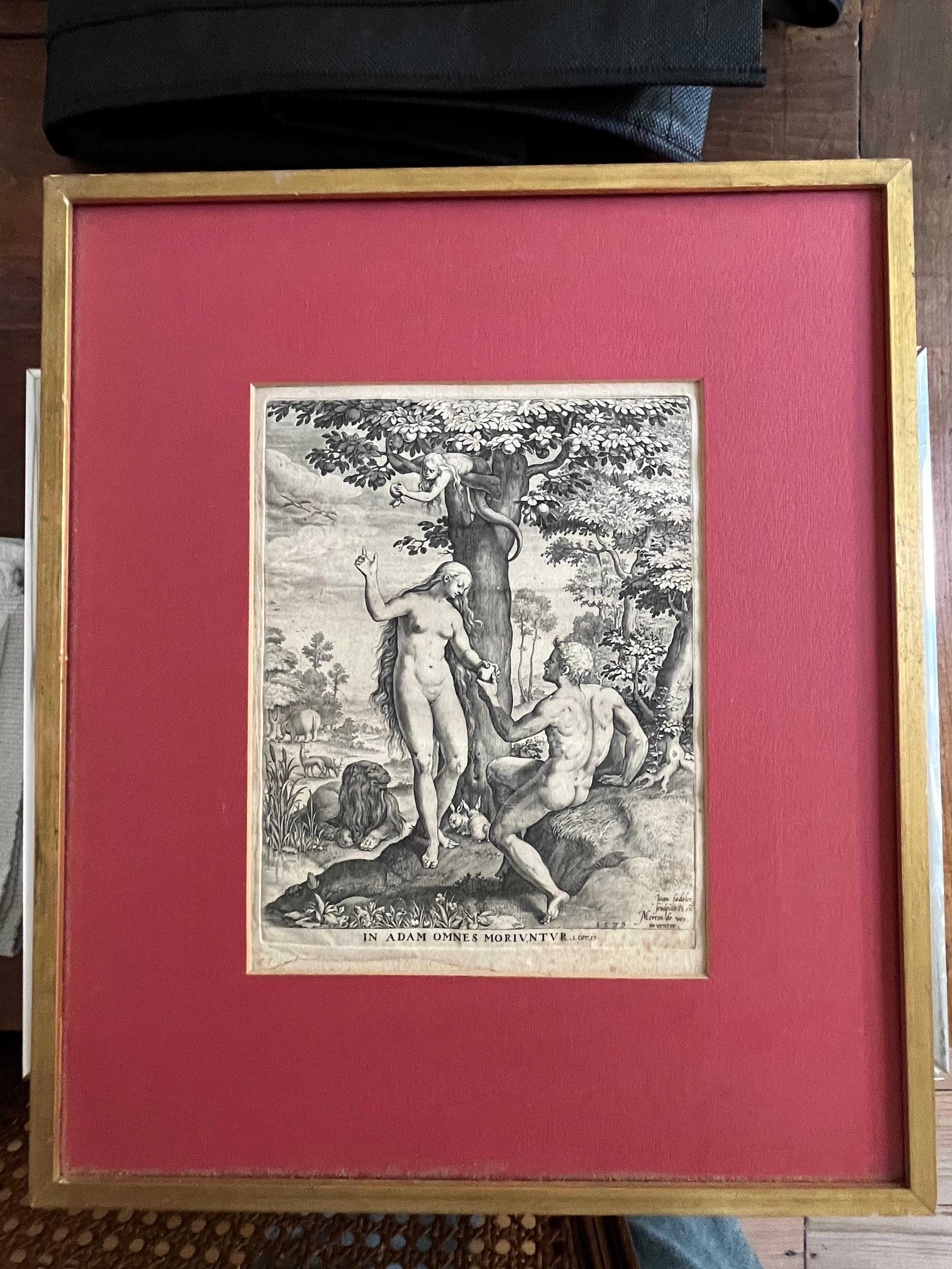 Adam und Eva Kupferstich von Johann Sadeler um 1579 (Papier) im Angebot
