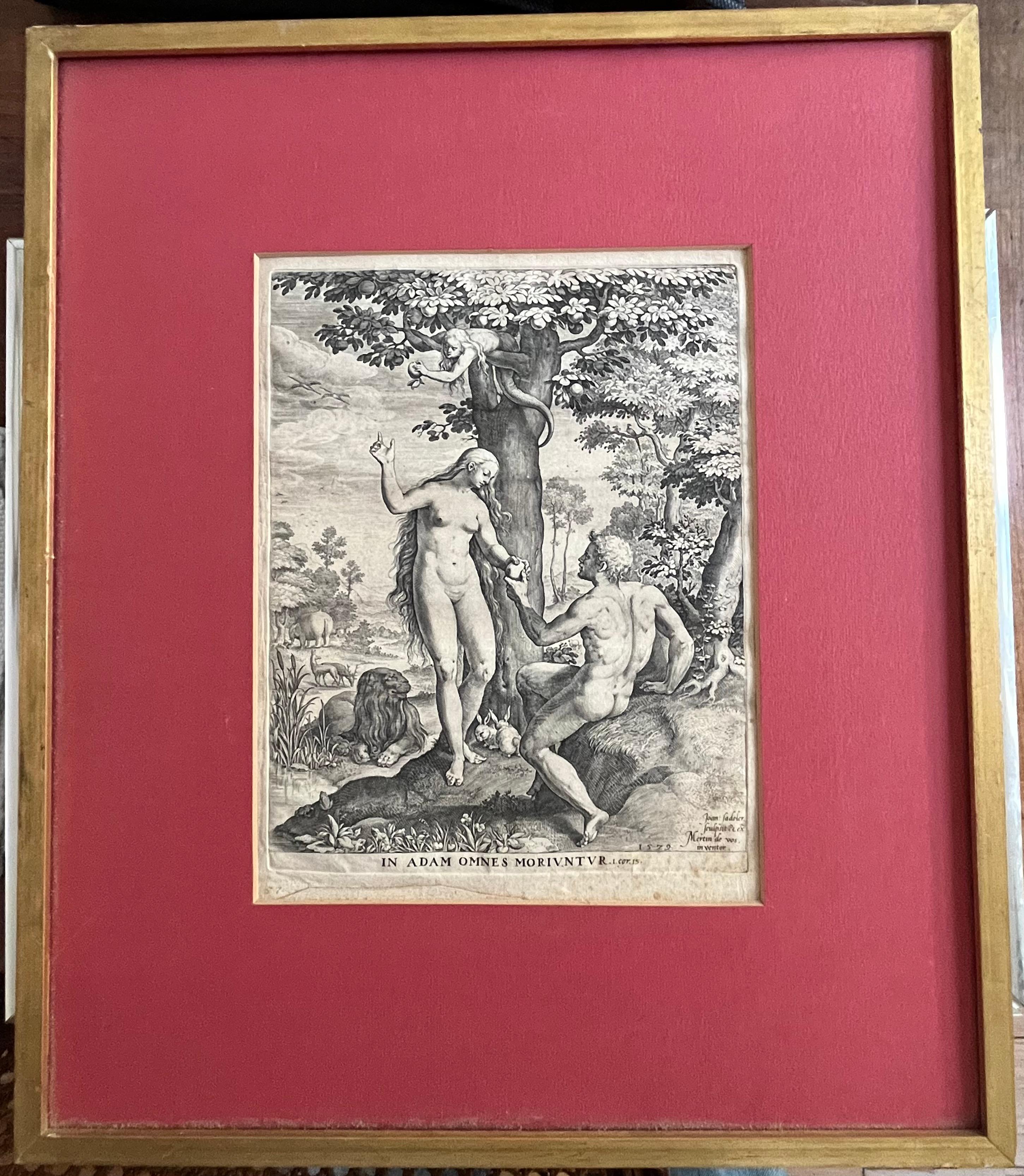 Adam und Eva Kupferstich von Johann Sadeler um 1579 im Angebot 1