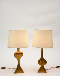 Adam And Eve Gold Plated Bronze  Lamps By Jacques Jarrige