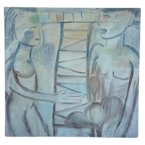 "Adán y Eva II" Pintura al óleo expresionista abstracta contemporánea