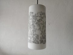 Adam and Eve Illustrated Opal Glass Pendant Lamp by Limburg, 1970s Germany