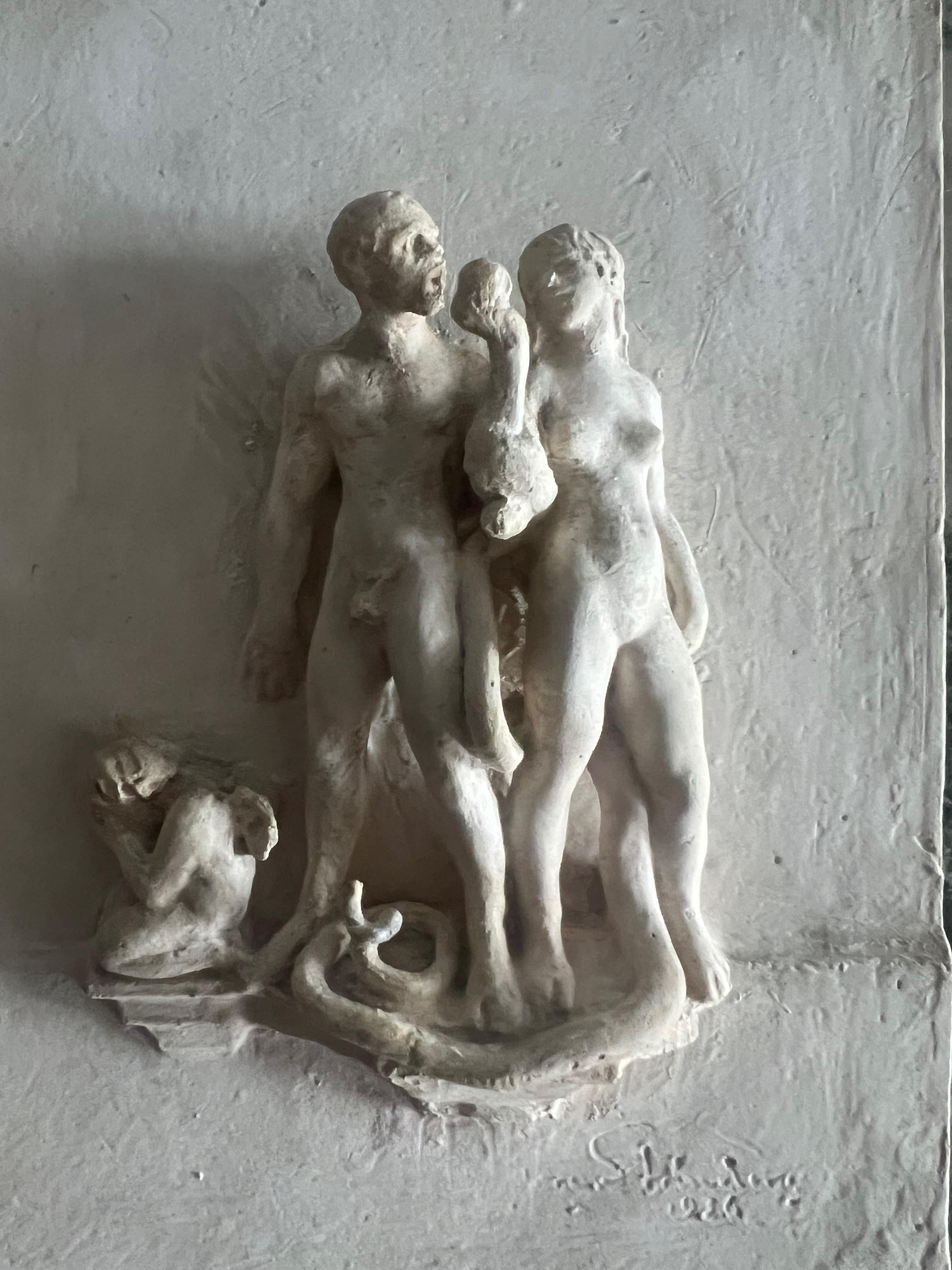 Scandinavian Modern Adam and Eve with Snake and a Cupid
