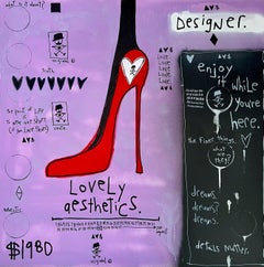 « Designer (Lovely Aesthetics) - Peinture multimédia avec chaussures et texte