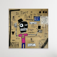 "Is There a Point?" - Figurative painting with text