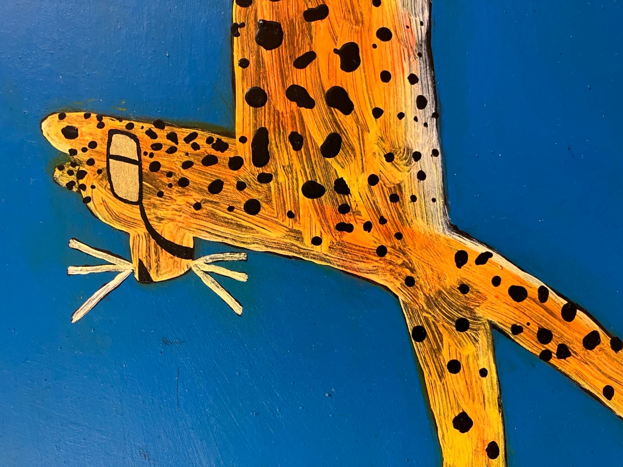 Bon Voyage, pintura original, contemporáneo, abstracto - Animal Painting Azul de Adam Bartlett