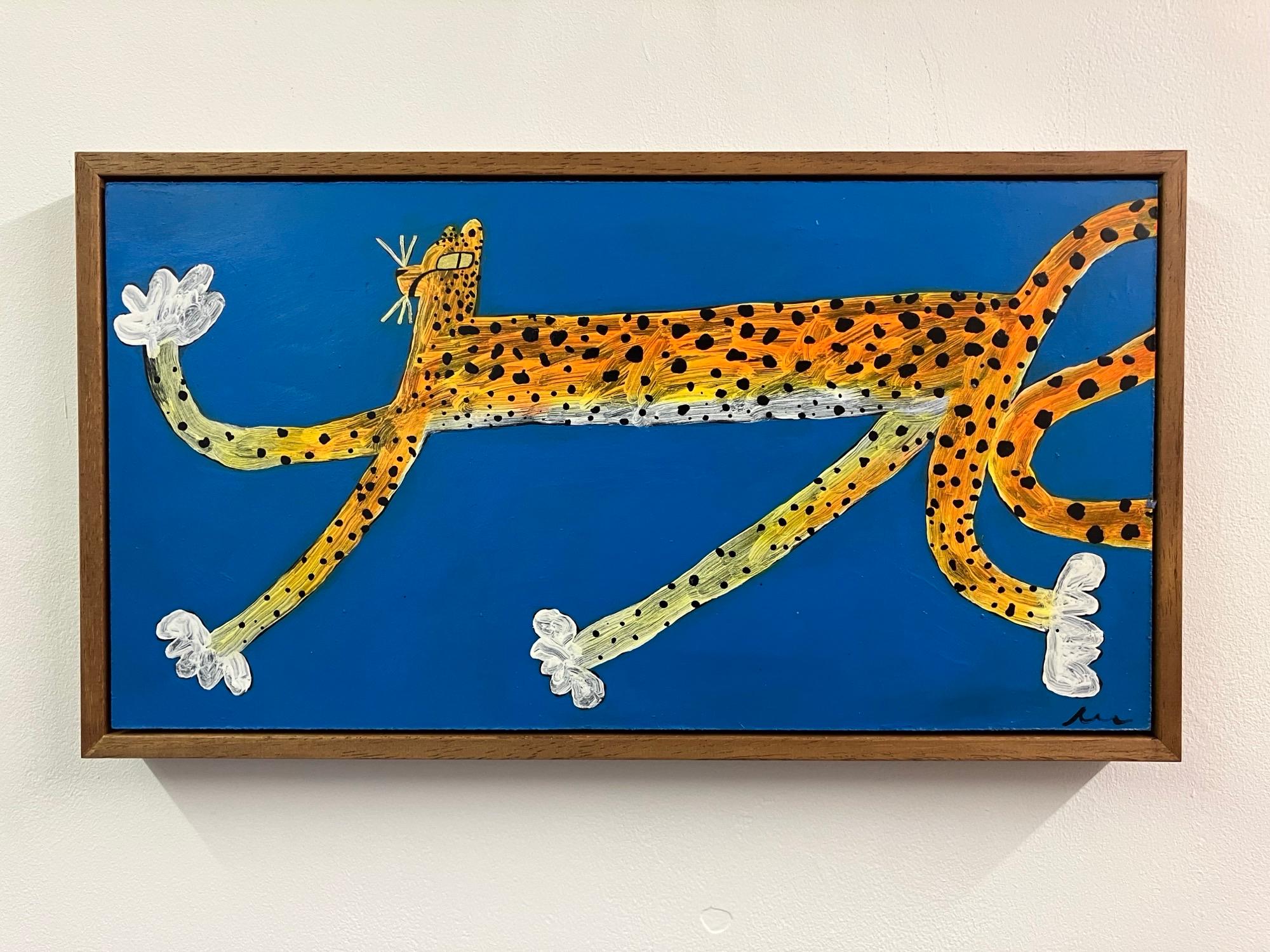 Esta pieza forma parte de una serie en curso que explora el uso del espacio, la composición y el mantenimiento de un estilo poco recargado. El uso de ese espacio dicta entonces la forma del animal. Quizá sea el Tigre más estirado que he pintado