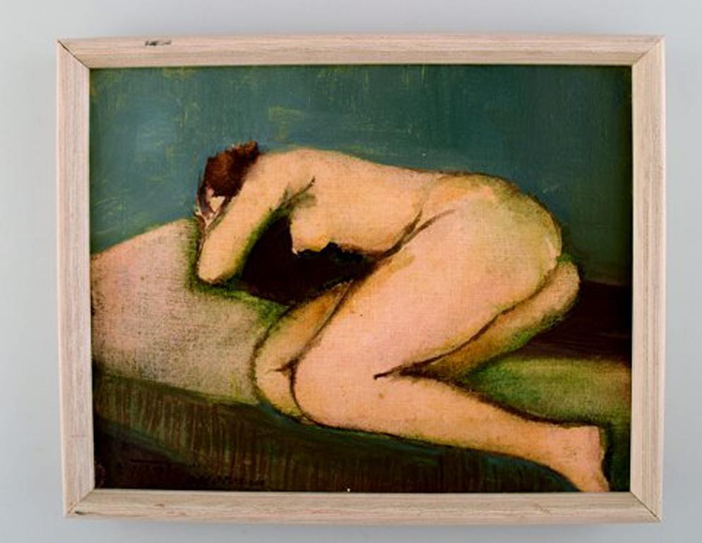 Adam Bekerman (1915-1988). Israeli/Polish artist. Study of a lying nude model. Oil on canvas. 1960-1970s.
Born in Warsaw. Studied at the Warsaw Academy of Fine Arts. Soldier during World War II. Work camp in the Soviet Union.
Measures: 25 cm x