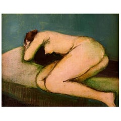 Adam Bekerman (1915-1988) Israeli/Polish Artist. Study of a Lying Nude Model