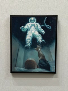 Adam Shaw - "Sueño de astronauta" - Pintura al óleo de exploración espacial contemporánea 2022