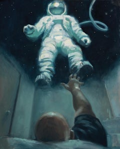 Adam Shaw - "Sueño de astronauta" - Pintura al óleo de exploración espacial contemporánea 2022