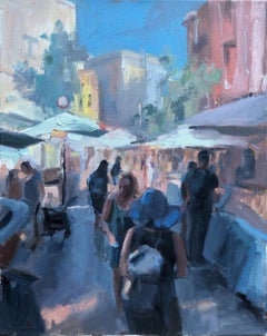 Adam Shaw - "Street Market" - Contemporary Urban Scene Oil Painting 2021