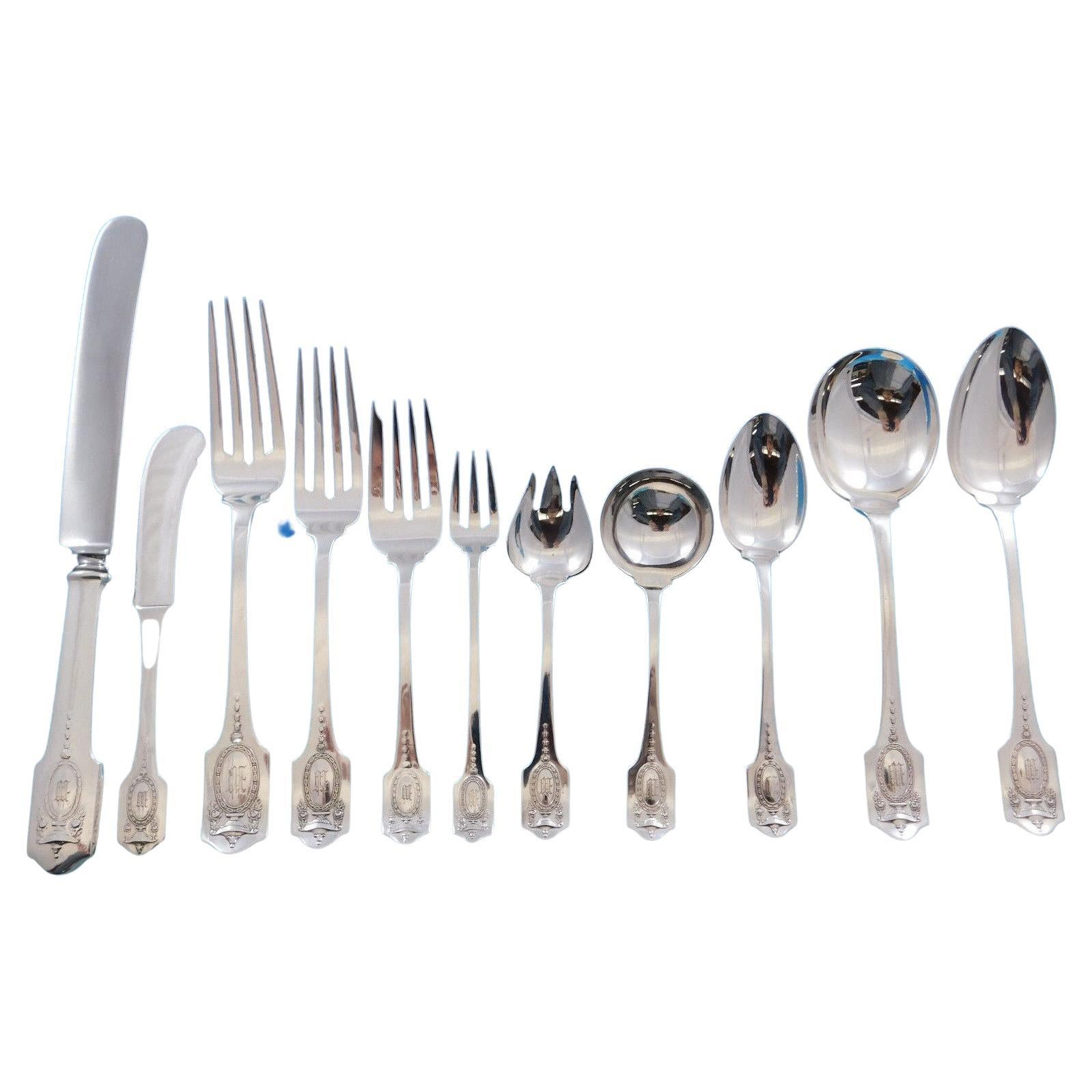 Adam by Shreve Sterling Silver Flatware Set for 12 Service 156 Pieces Dinner For Sale