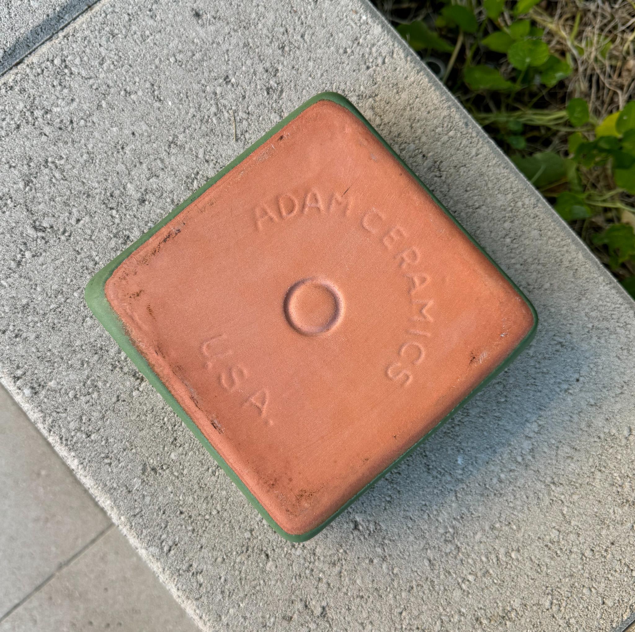 Vernissé Jardinière en terre cuite verte Adam Ceramics, États-Unis, années 1960 en vente
