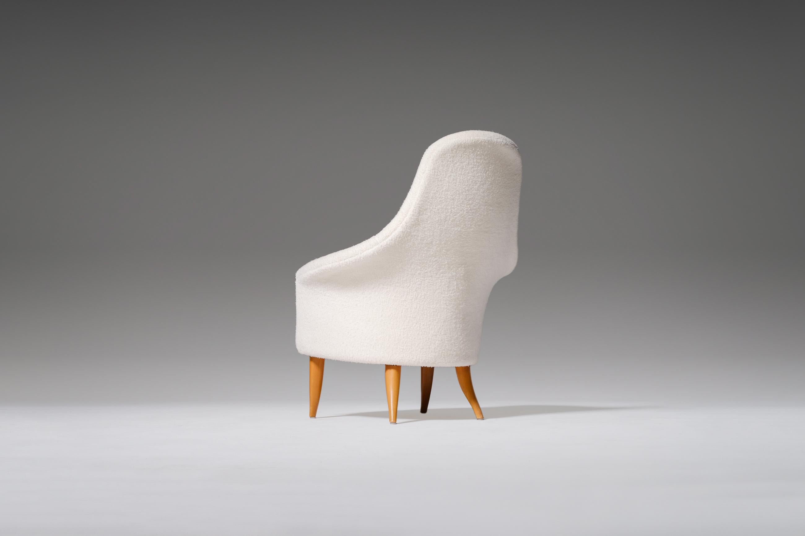 20th Century ‘Adam’ Chair by Kerstin Horlin-Holmquist in Off-White Bouclé