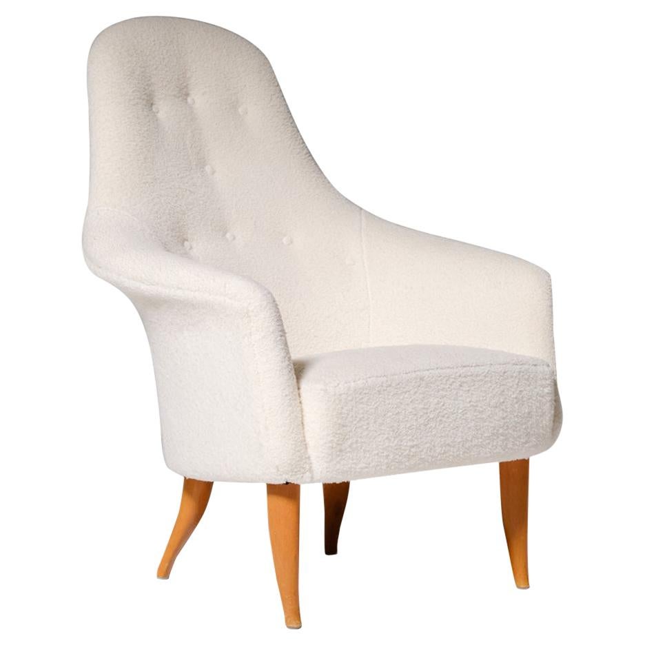 ‘Adam’ Chair by Kerstin Horlin-Holmquist in Off-White Bouclé