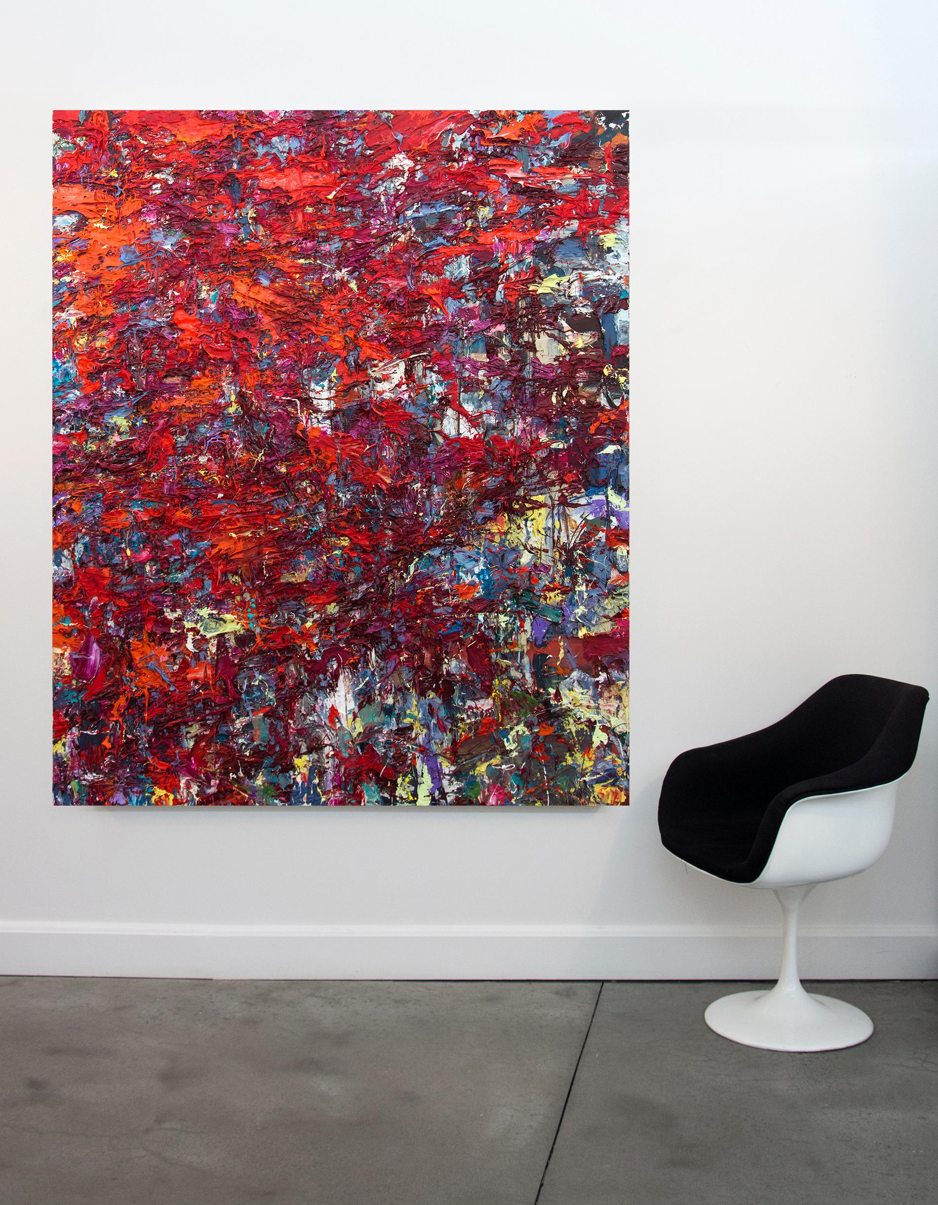 Fire Storm - bold, red-orange, impasto, abstract expressionist acrylic on canvas 3