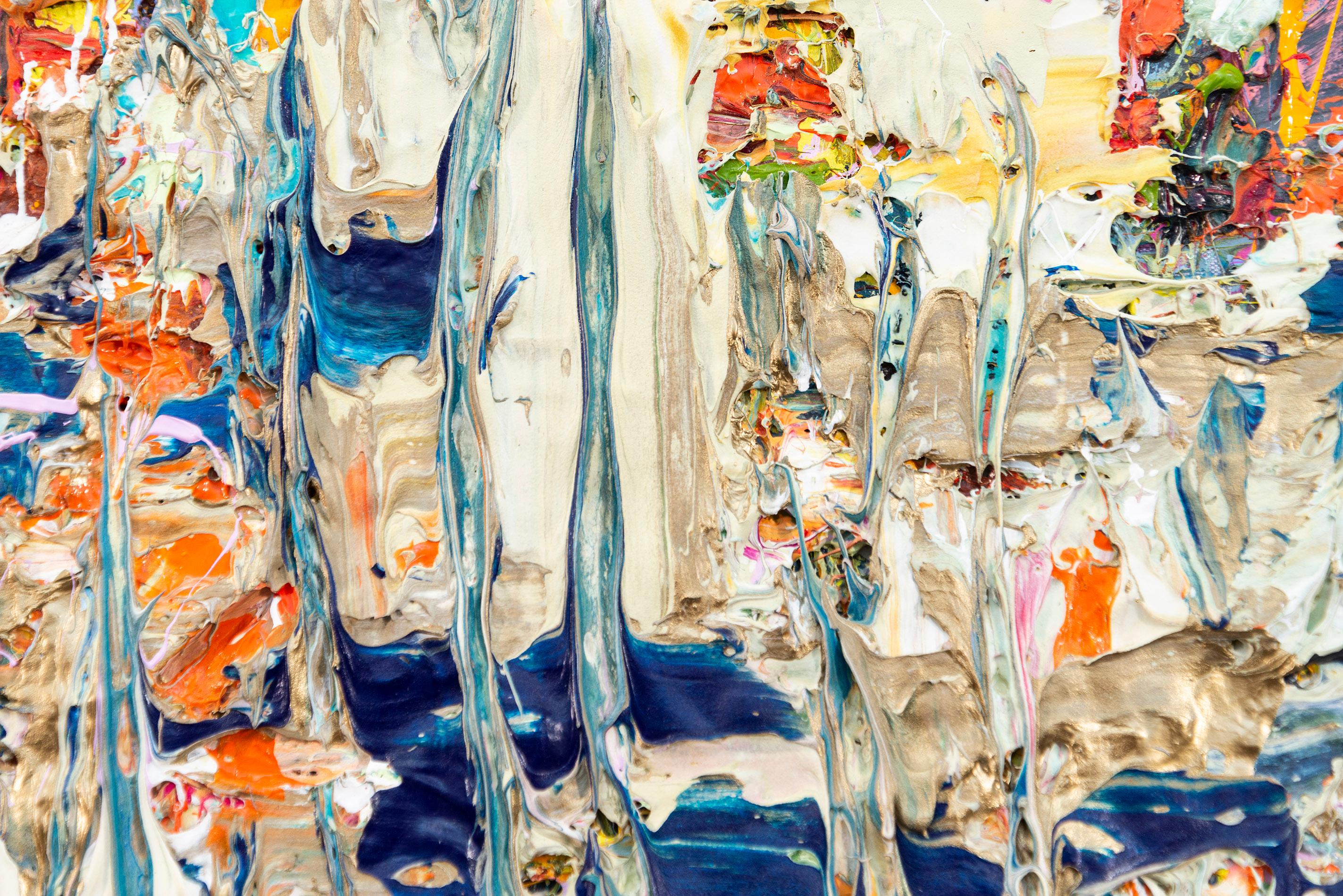 Gilded Muse - bold, colour, impasto, abstract expressionist, acrylic on canvas 1