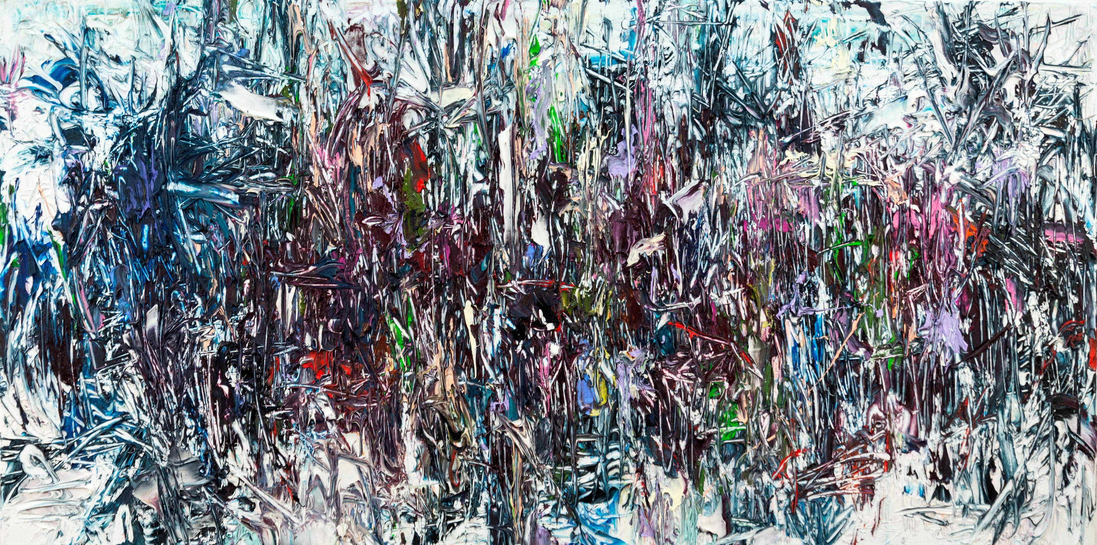 Northern Lights - bold, impasto, abstract expressionist, acrylic on canvas - Painting by Adam Cohen