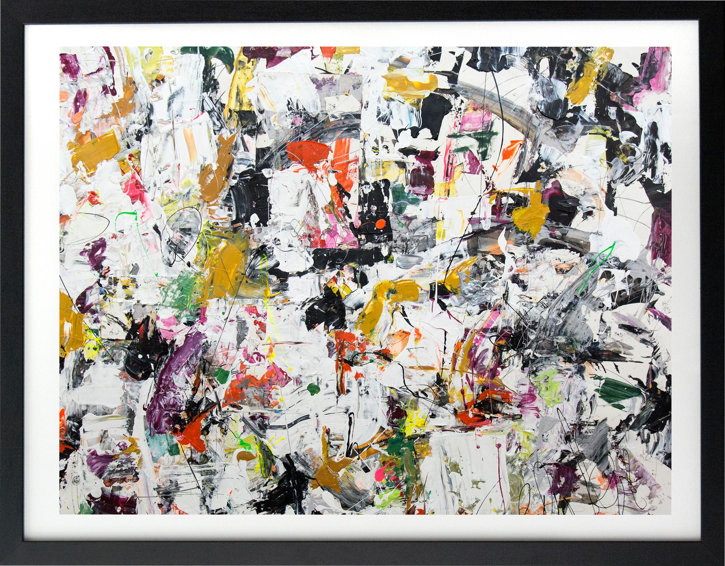 Odyssey - leuchtend, kühn, farbenfroh, abstrakt, expressionistisch, Acryl auf Papier im Angebot 4