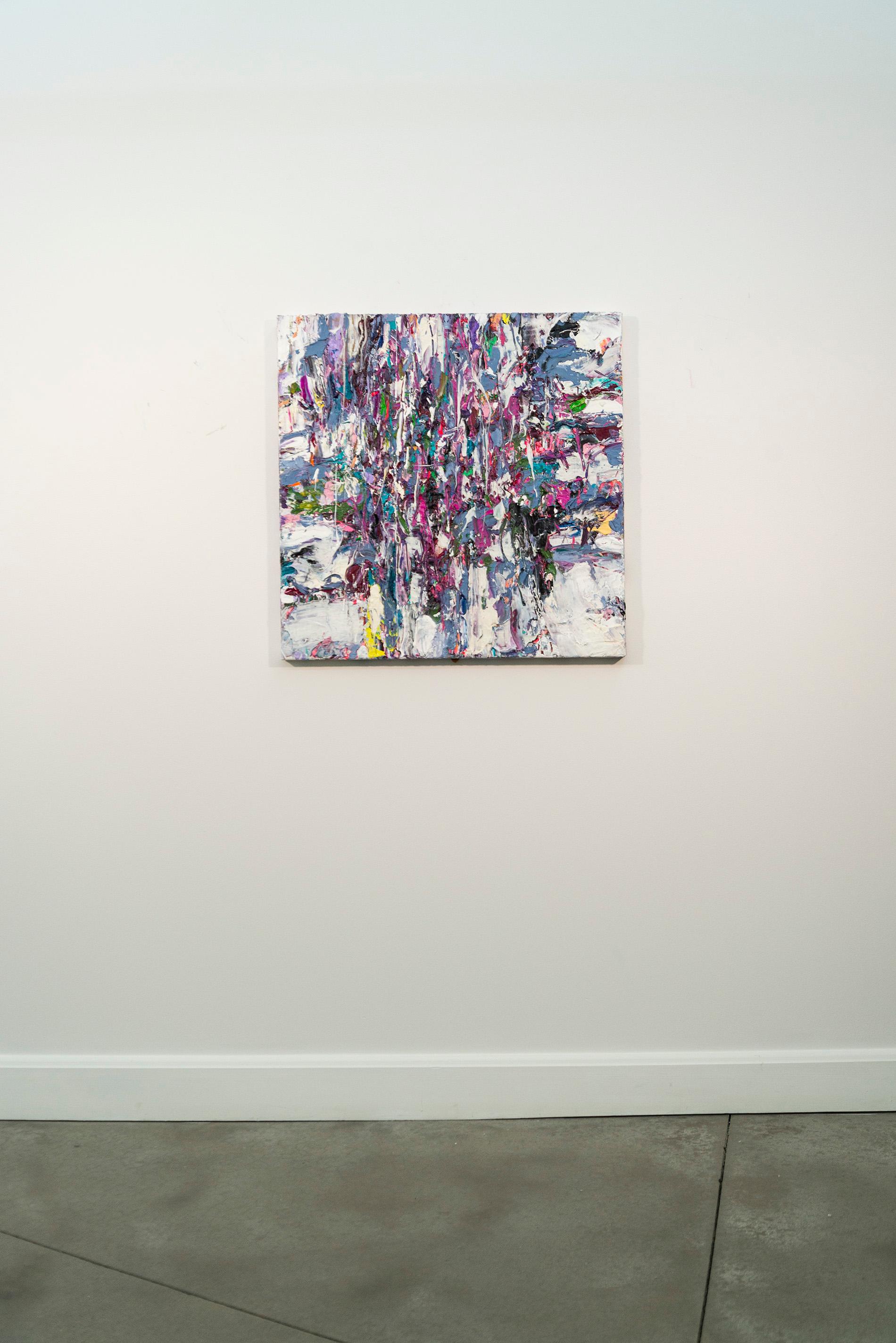 Pie in Sky – farbenfrohes, Impasto, abstrakter Expressionismus, Acryl auf Leinwand (Grau), Abstract Painting, von Adam Cohen