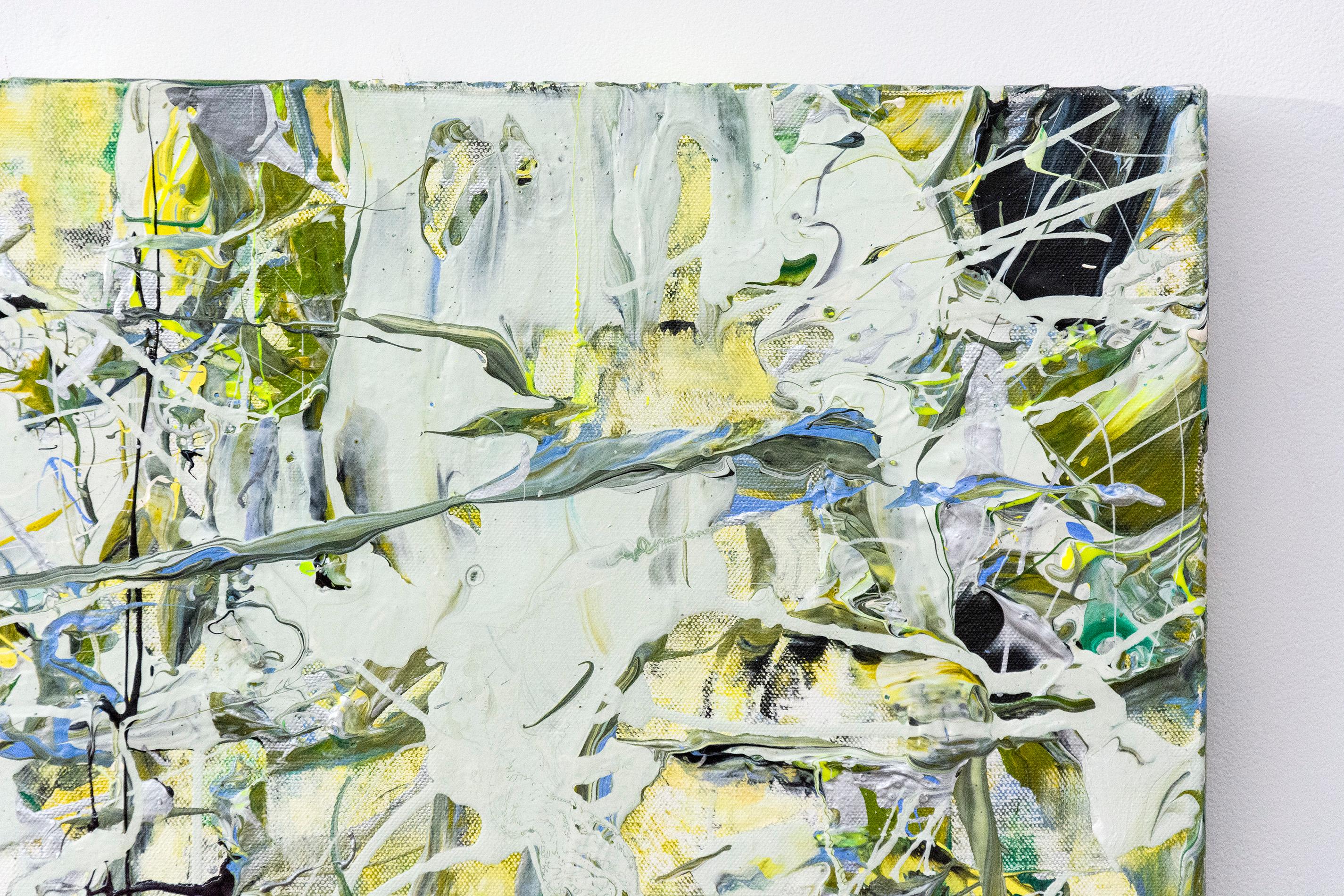 Espacios silenciosos - brillante, audaz, empastado, expresionista abstracto, acrílico sobre lienzo - Abstract Painting Beige de Adam Cohen