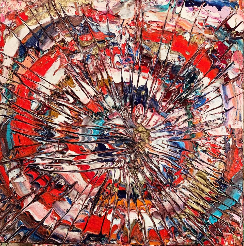 Adam Cohen Abstract Painting - Spiral Stare Case - bold, colourful, abstract expressionist, acrylic on canvas