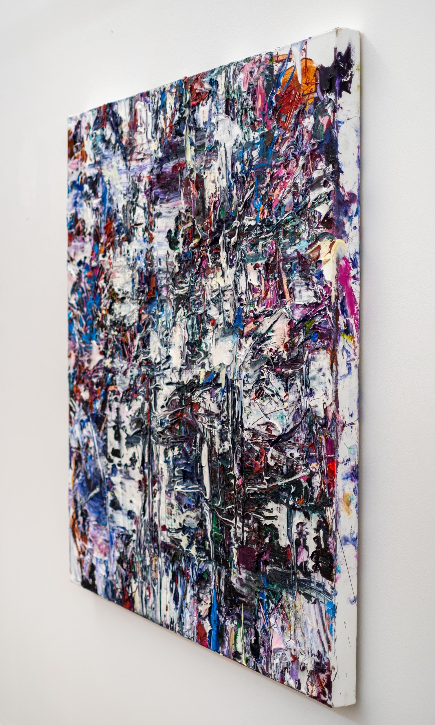 Ambiente variegato - colorato, impasto, astratto, acrilico su tela - Abstract Painting Grigio di Adam Cohen