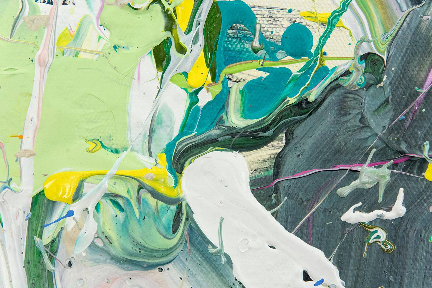 White Rabbit - bright, impasto, abstract expressionist, acrylic on canvas - Abstract Expressionist Painting by Adam Cohen