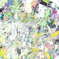 Conejo Blanco - brillante, empastado, expresionista abstracto, acrílico sobre lienzo