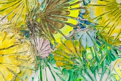 Zen Garden - bright, floral, impasto, abstract expressionist, acrylic on canvas
