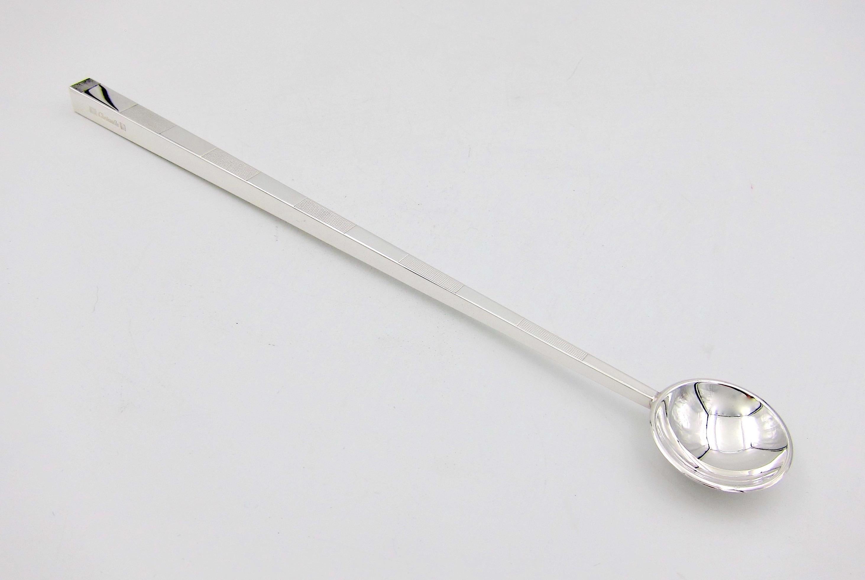 Adam D. Tihany for Christofle Collection 3000 Cocktail Spoon in Silver Plate In Good Condition In Los Angeles, CA