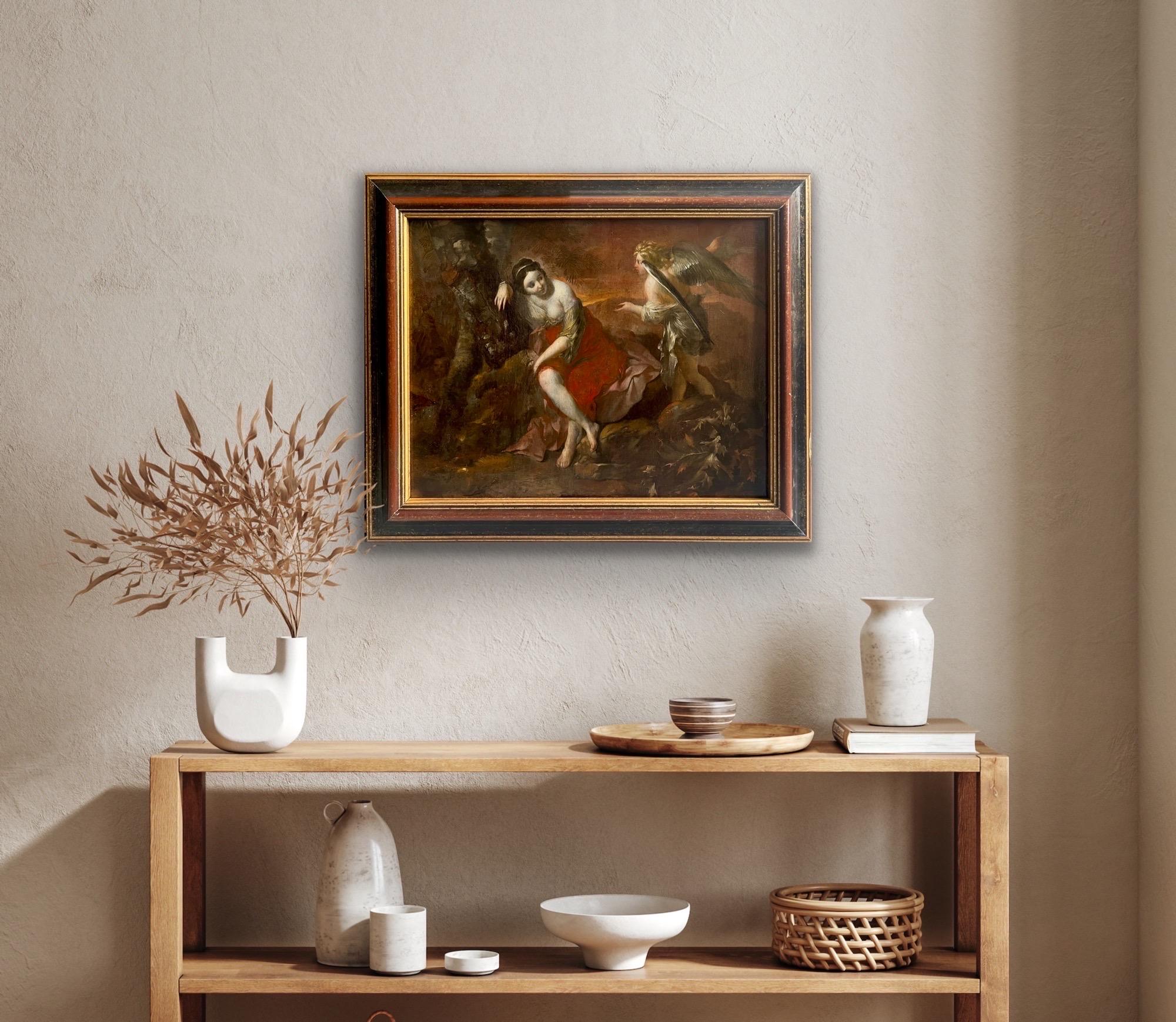 Religiöser alter Meister des 17. Jahrhunderts – Hagar und der Engel – Painting von Adam de Colonia