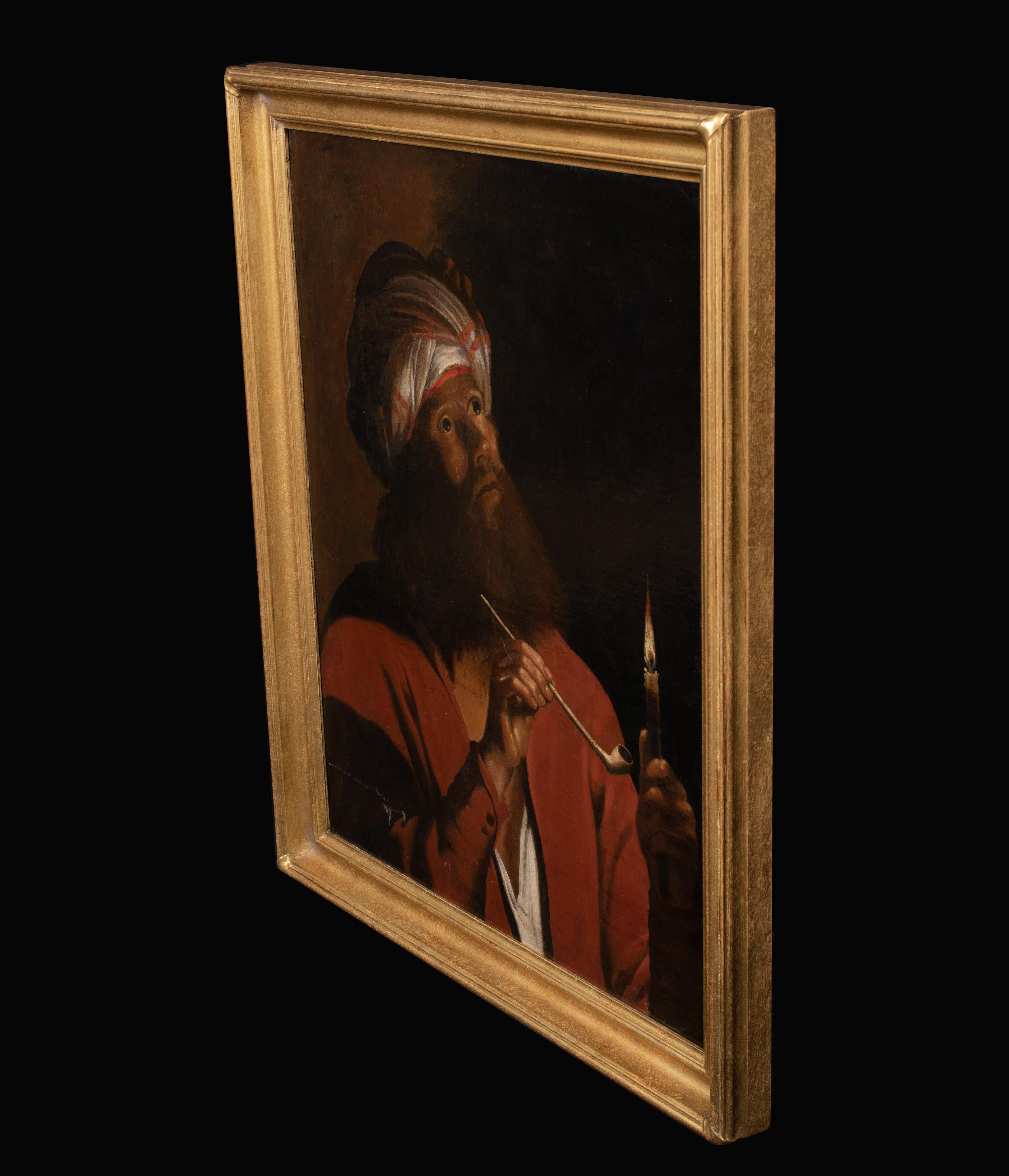 Portrait Of A Man Wearing An Arab Turkish Man Smoking a Pipe, 17th Century   For Sale 1