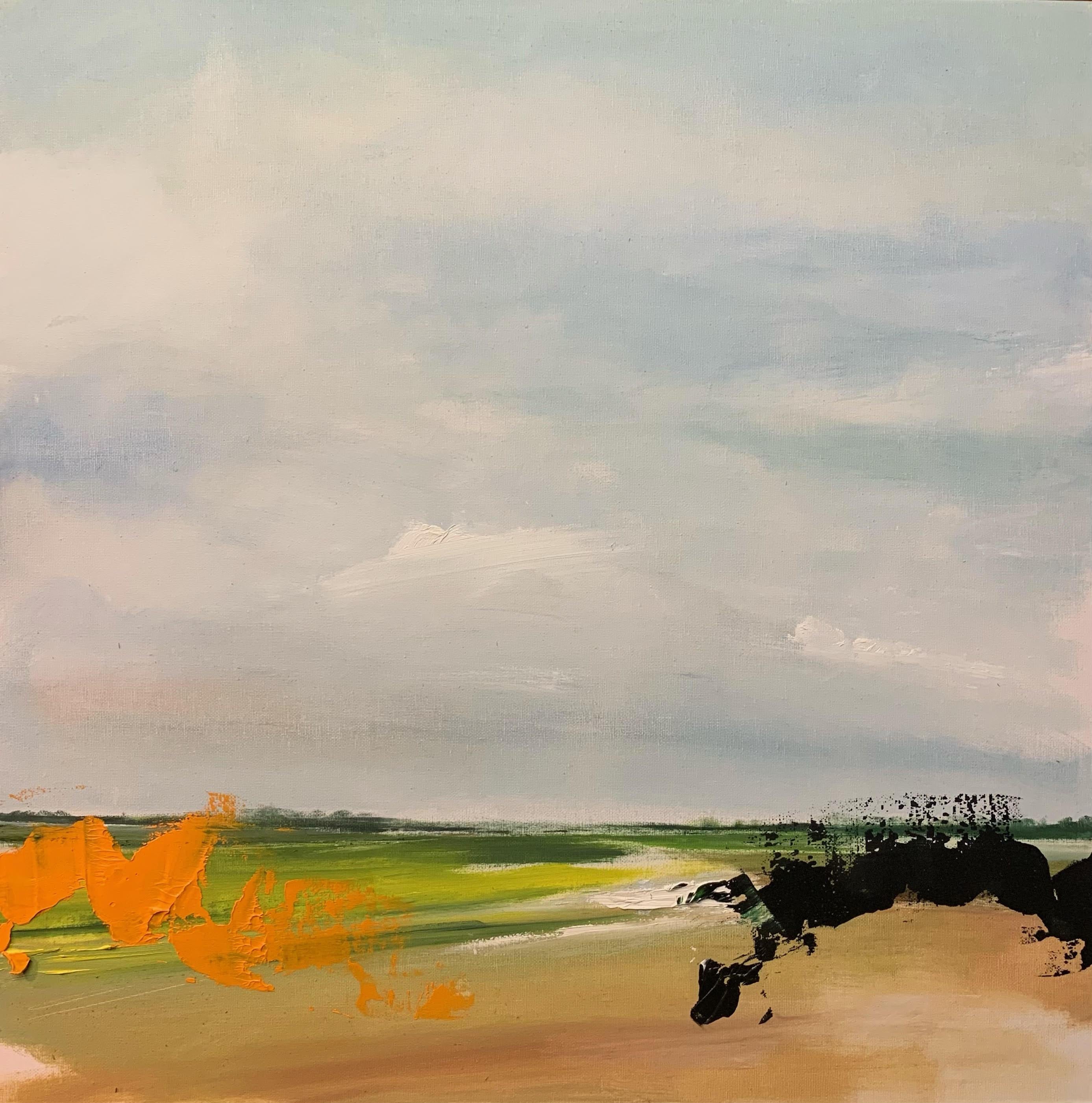 A Kentish Fieldsong - Abstract / Figurative Rural Landscape: Oil on Board