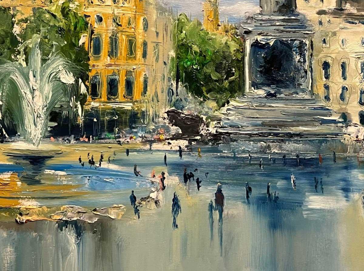 A Trafalgar Square Cornetto Concerto - Impressionist Painting by Adam de Ville